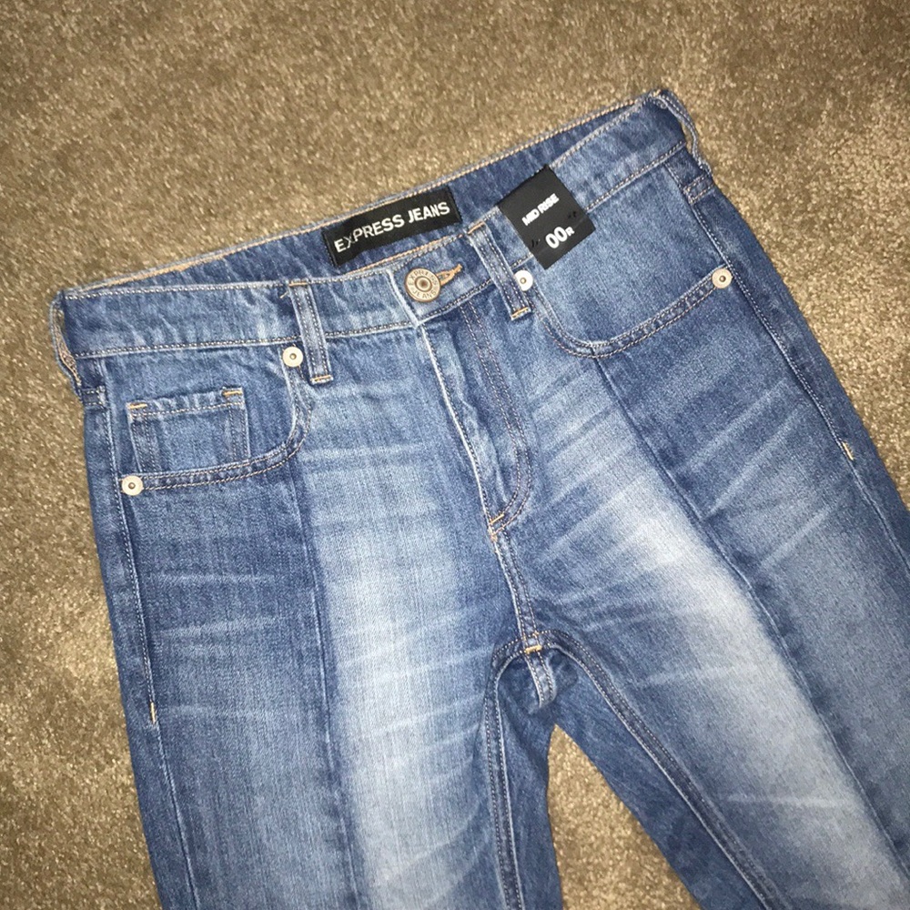 NWT Express two tone raw hem jeans - Picture 3 of 6